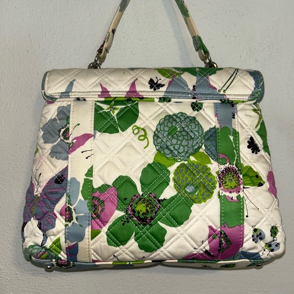 Vera Bradley beautiful Green and Pink Floral handheld Satchel - Picture 2 of 4